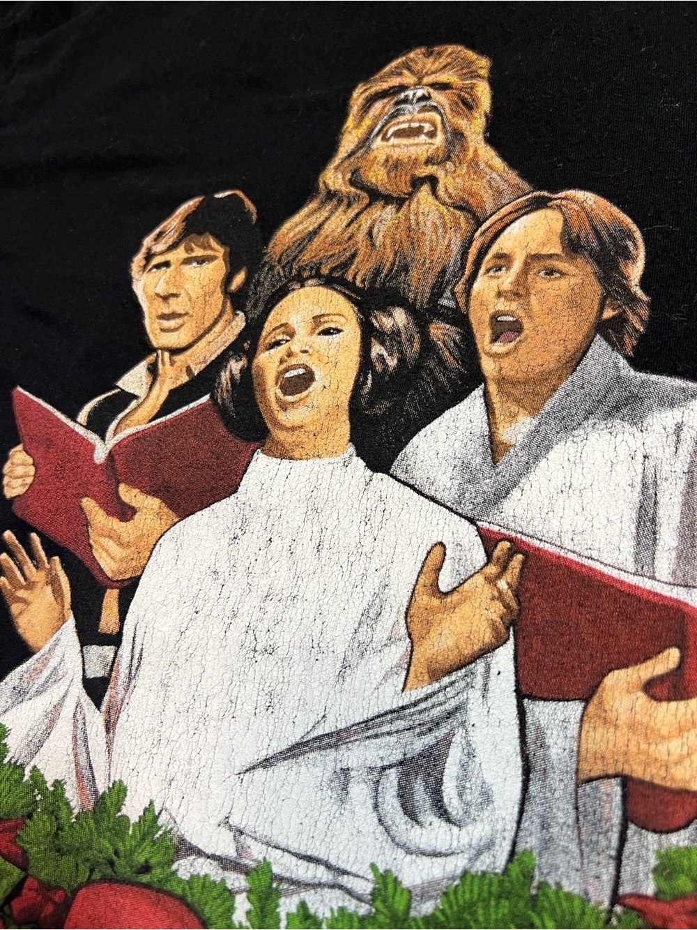 Star Wars Holiday Carolers Black Graphic Tee Retro - Picture 2 of 6